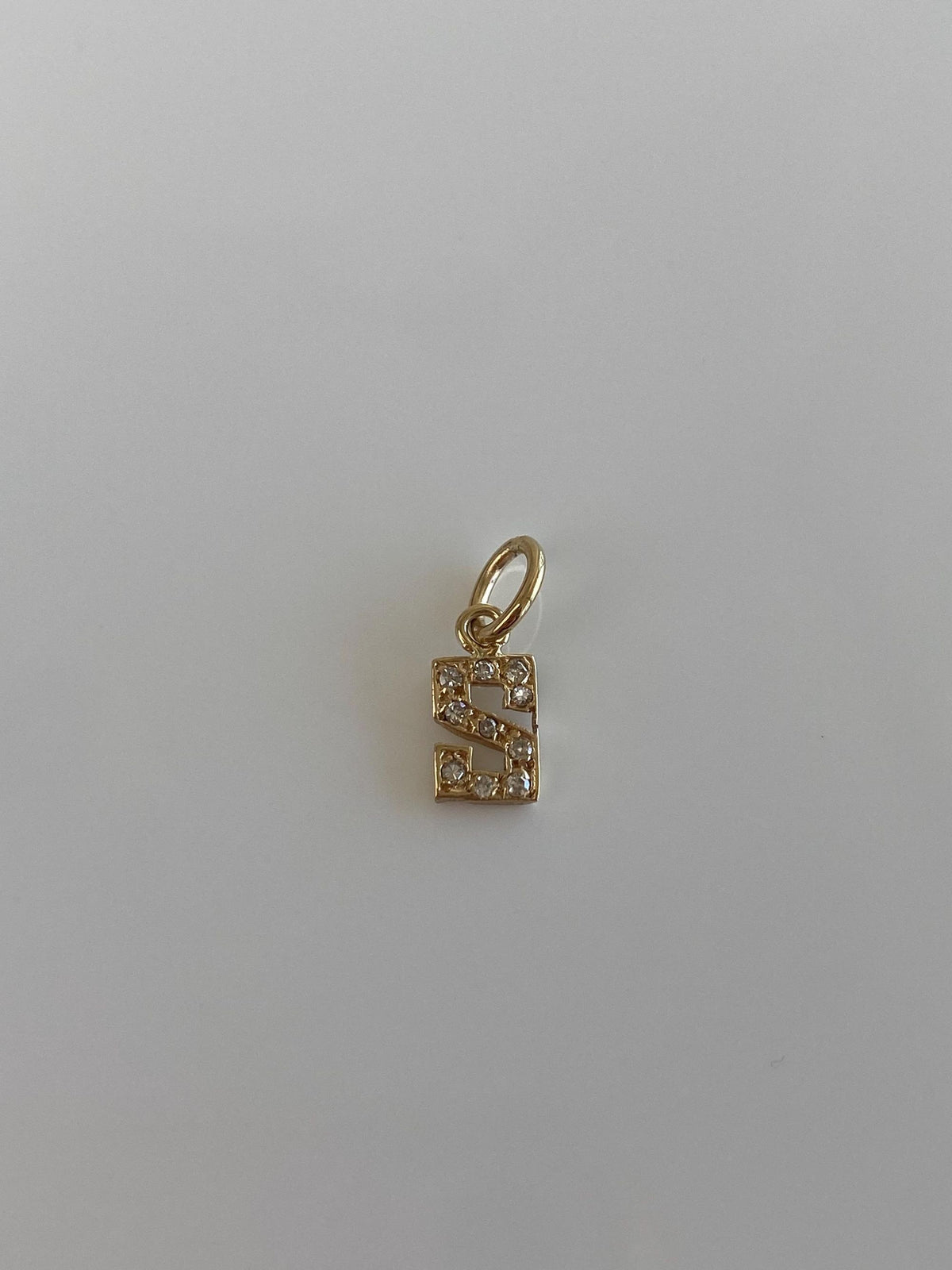 Vintage Solid 14k Yellow Gold Diamonds Initial 'S' Charm