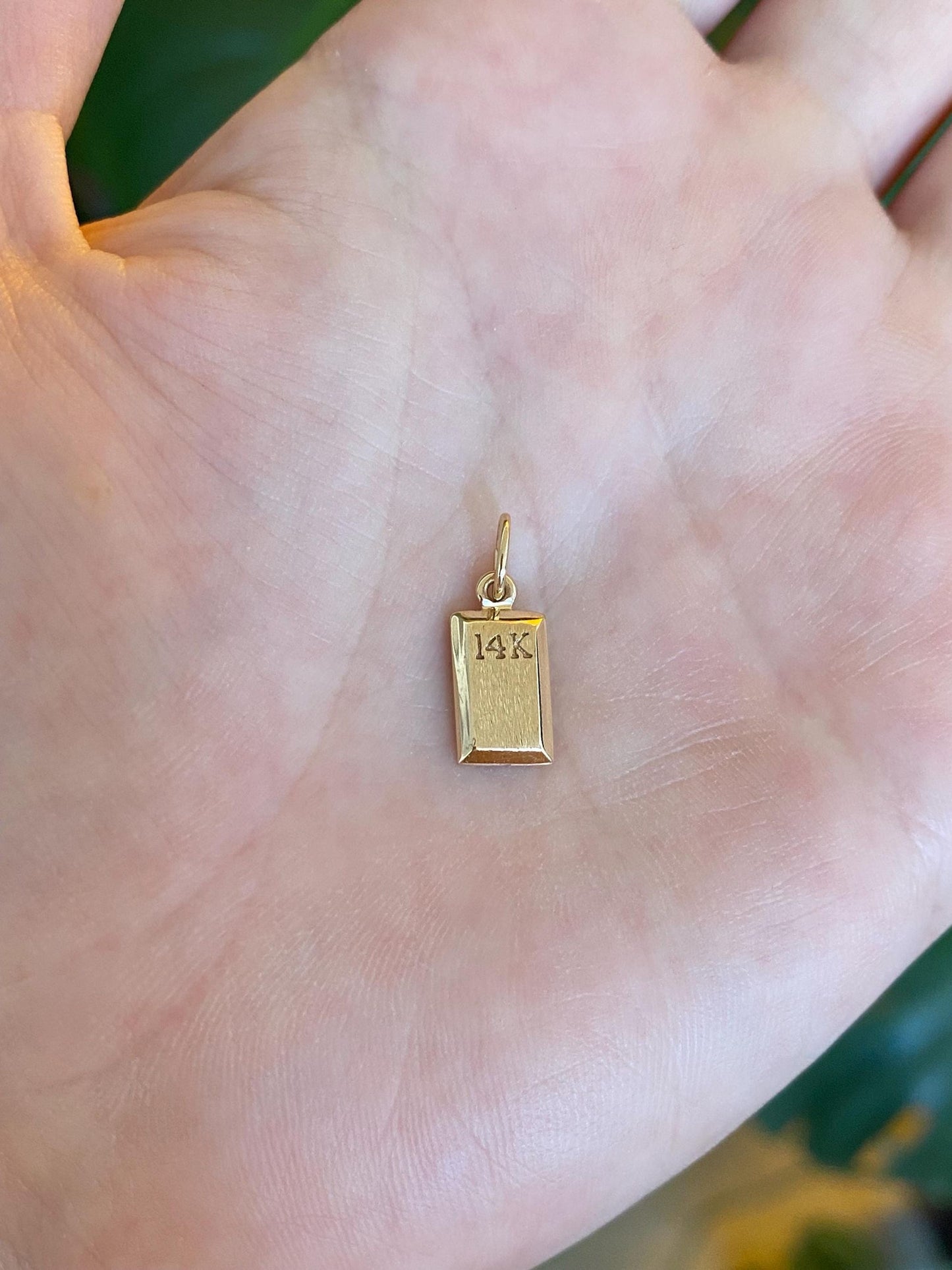 Vintage Solid 14k Yellow Gold Bar Charm