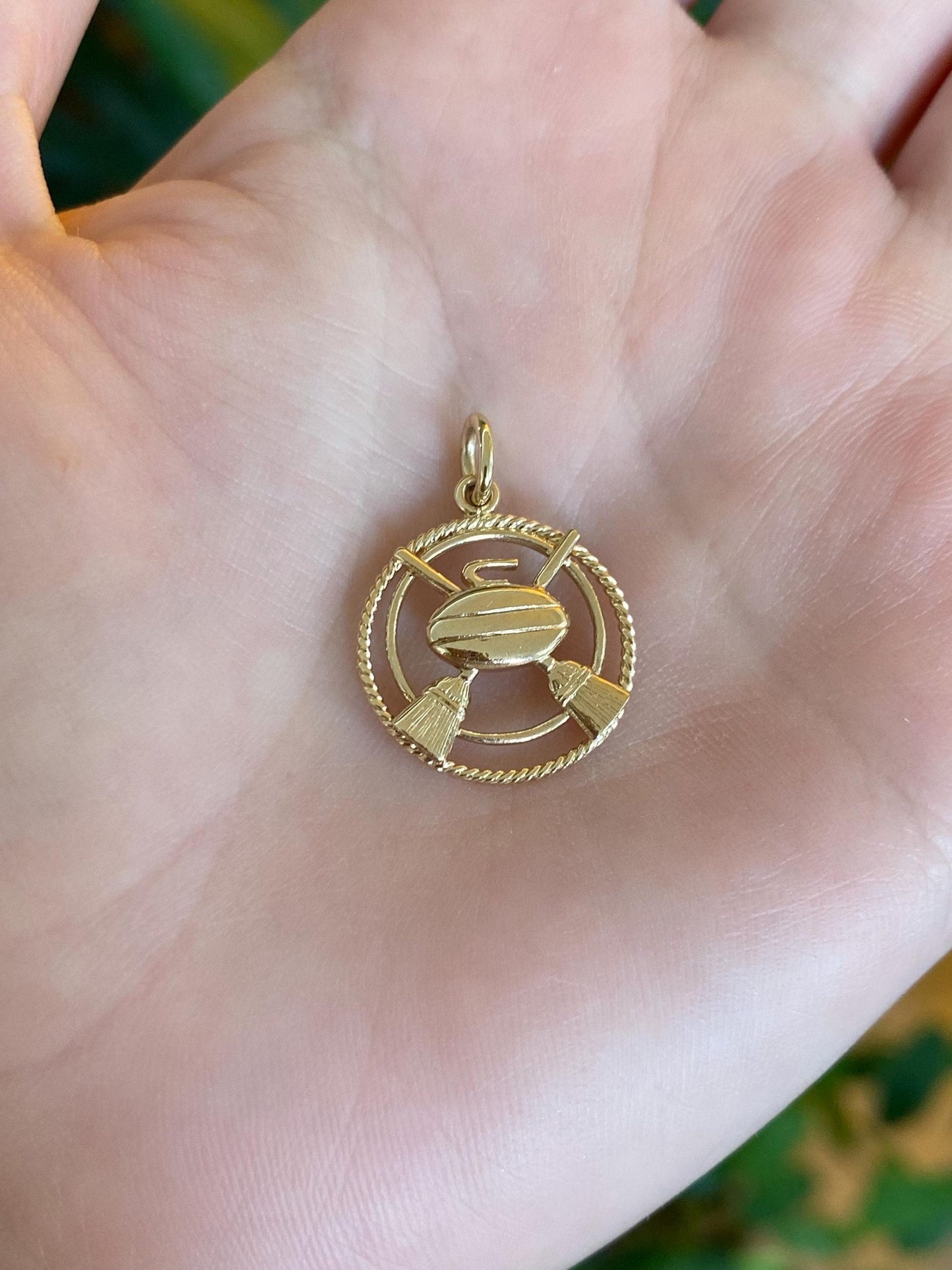 Solid 14k Yellow Gold Curling Sports Charm