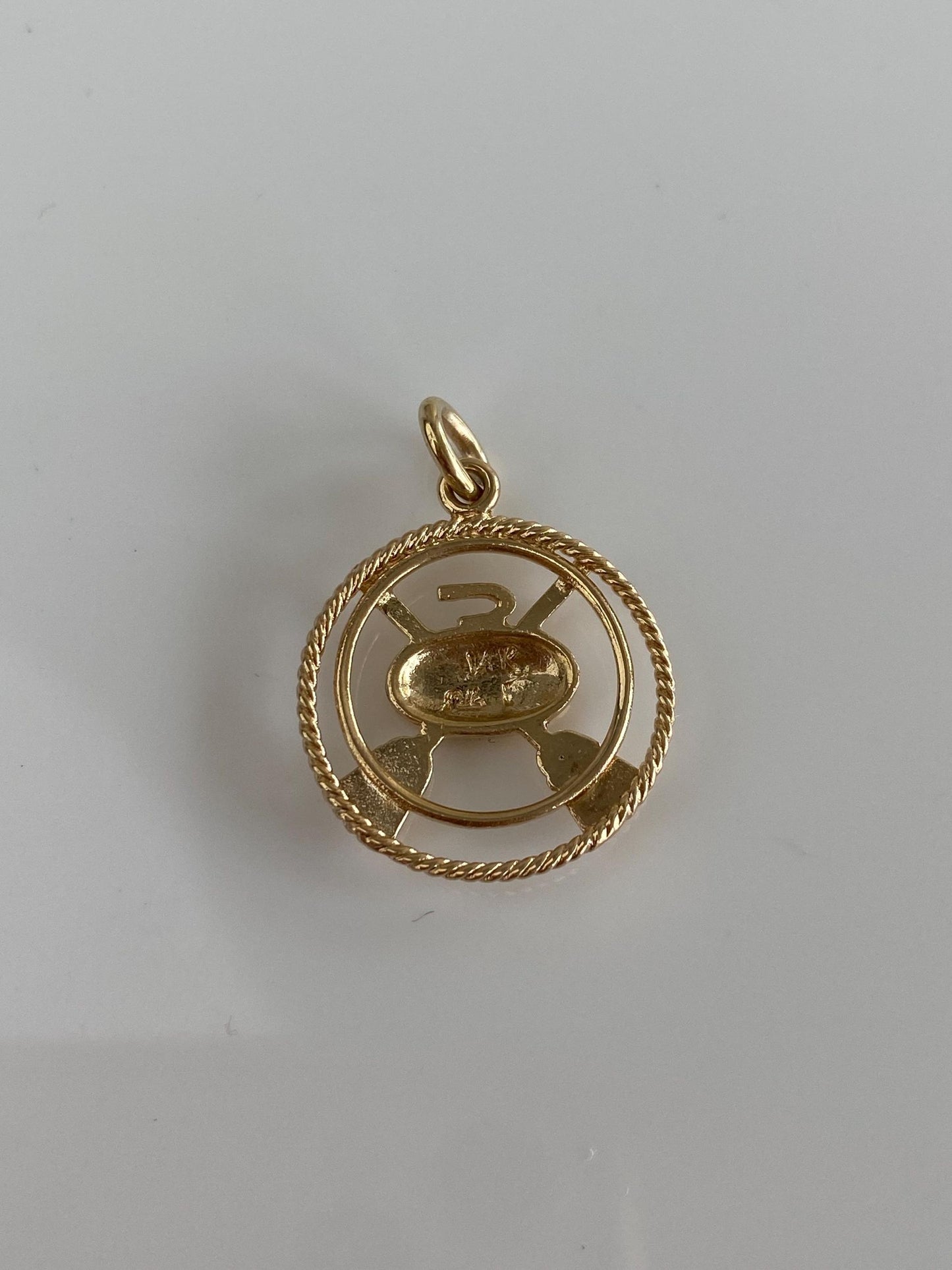 Solid 14k Yellow Gold Curling Sports Charm