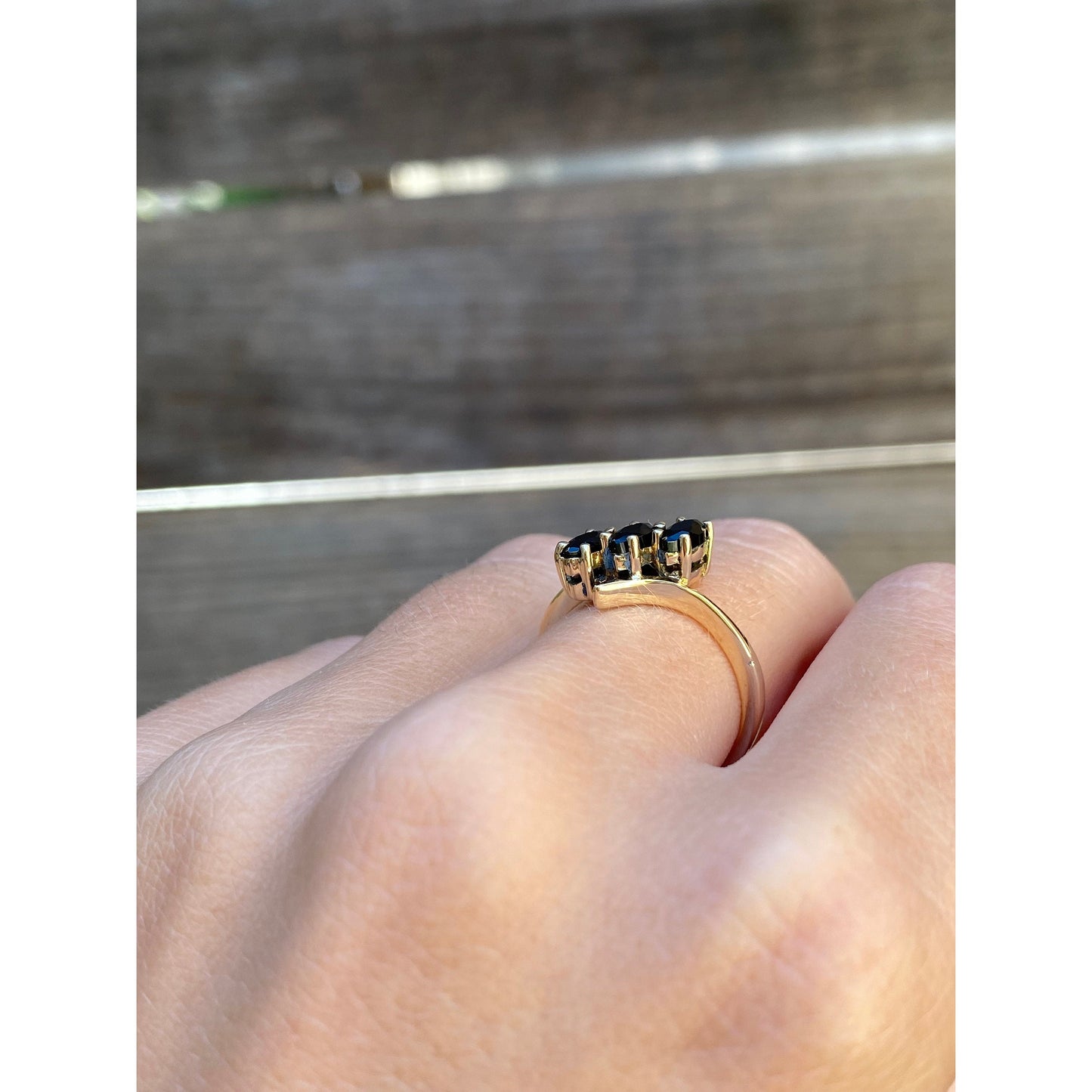 Solid 10k Yellow Gold Black Cubic Zirconia Ring - Size 6.25