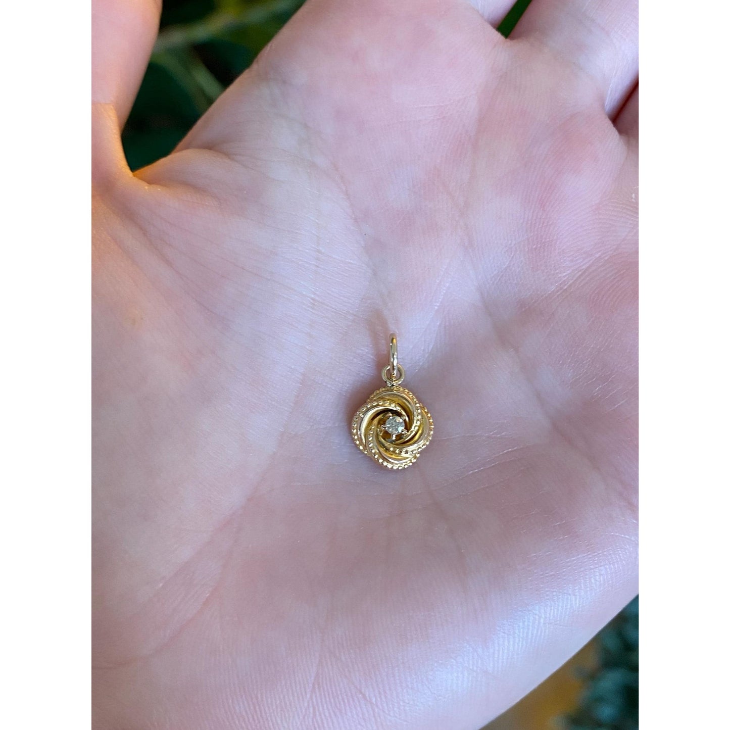 Vintage Solid 10k Yellow Gold Diamond Knot Charm