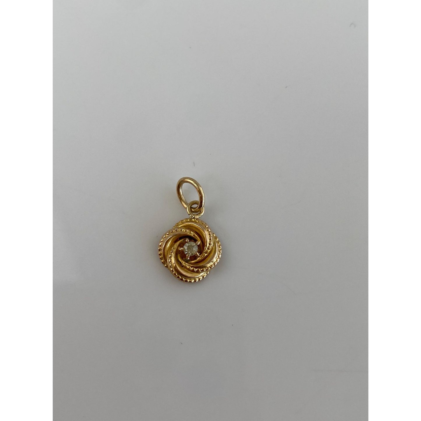 Vintage Solid 10k Yellow Gold Diamond Knot Charm