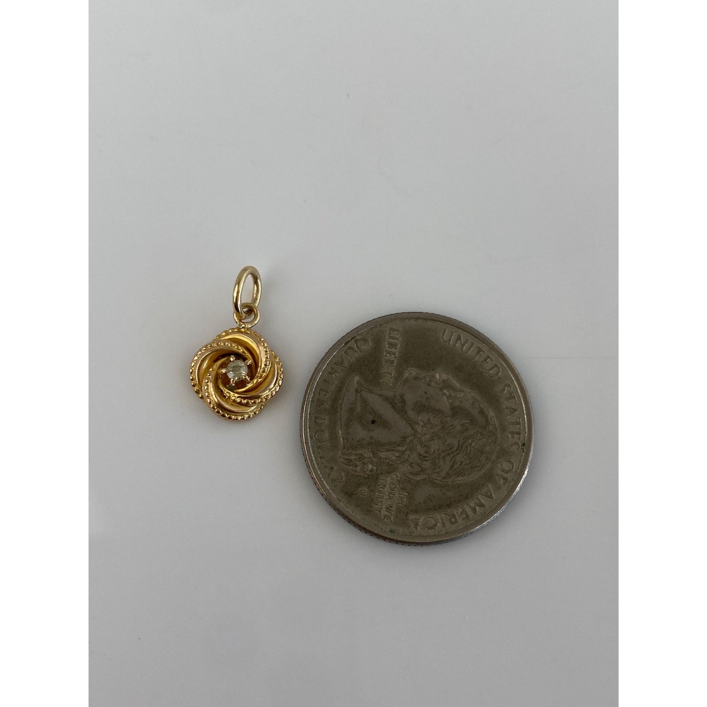 Vintage Solid 10k Yellow Gold Diamond Knot Charm