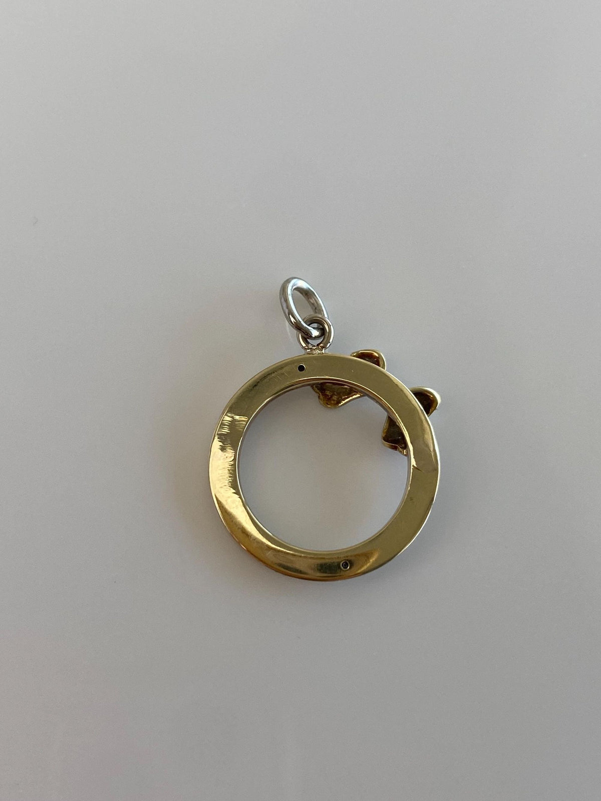 Vintage Solid Platinum & 14k Yellow Gold Bow Open Circle Charm