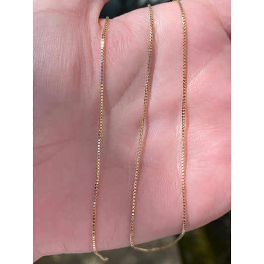 Vintage Solid 14k Yellow Gold Box Chain Necklace - 26.5 inches