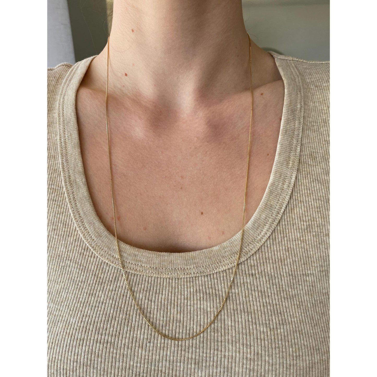 Vintage Solid 14k Yellow Gold Box Chain Necklace - 26.5 inches