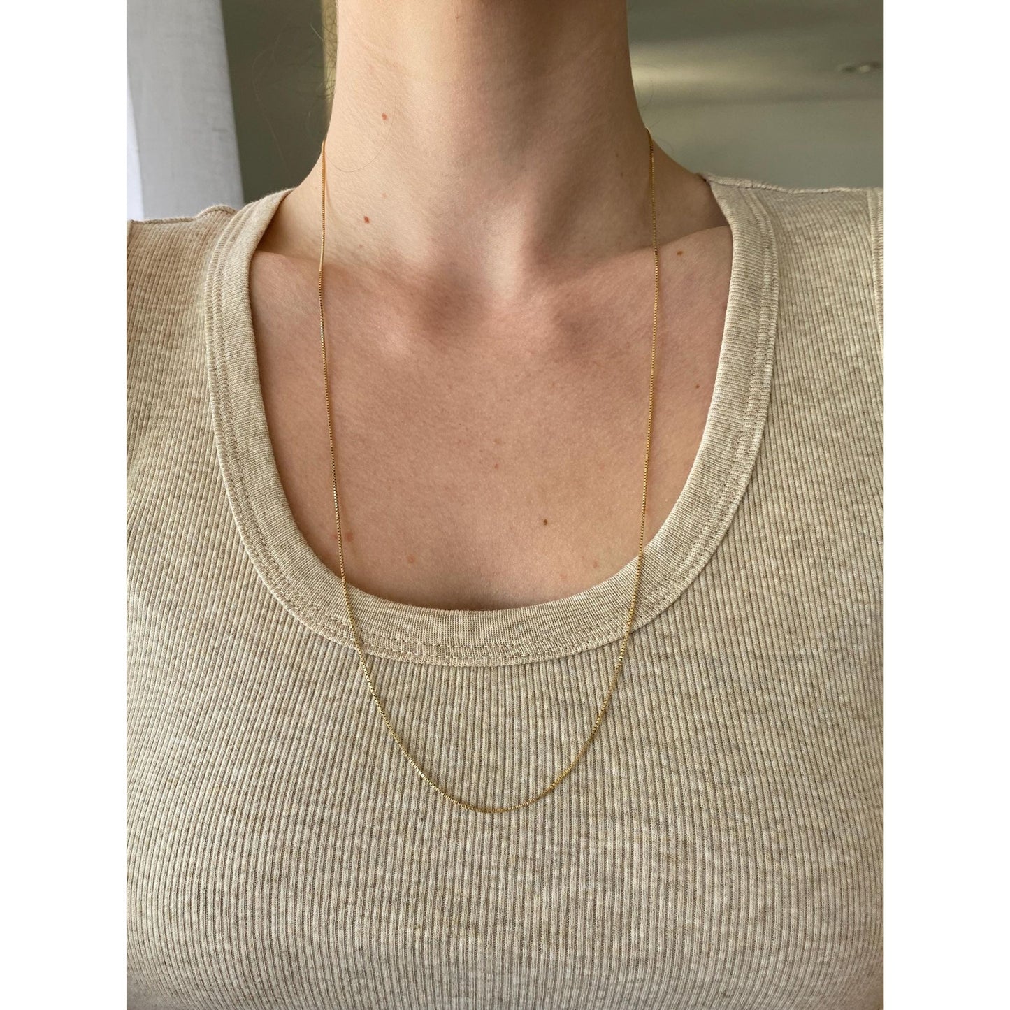 Vintage Solid 14k Yellow Gold Box Chain Necklace - 26.5 inches