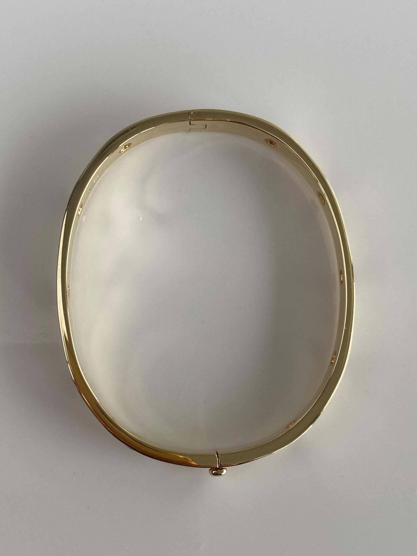 Vintage Solid 14k Yellow Gold Diamond Bangle Bracelet - 6 3/4 Inches