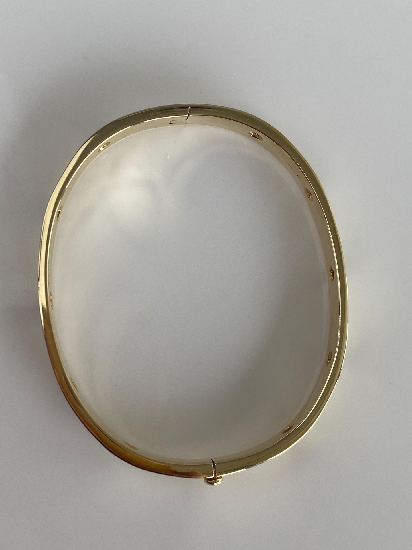 Vintage Solid 14k Yellow Gold Diamond Bangle Bracelet - 6 3/4 Inches