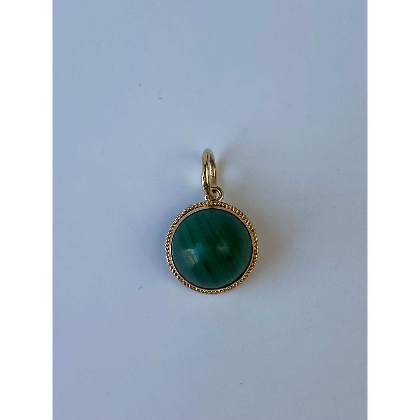 Vintage Solid 14k Yellow Gold Malachite Charm