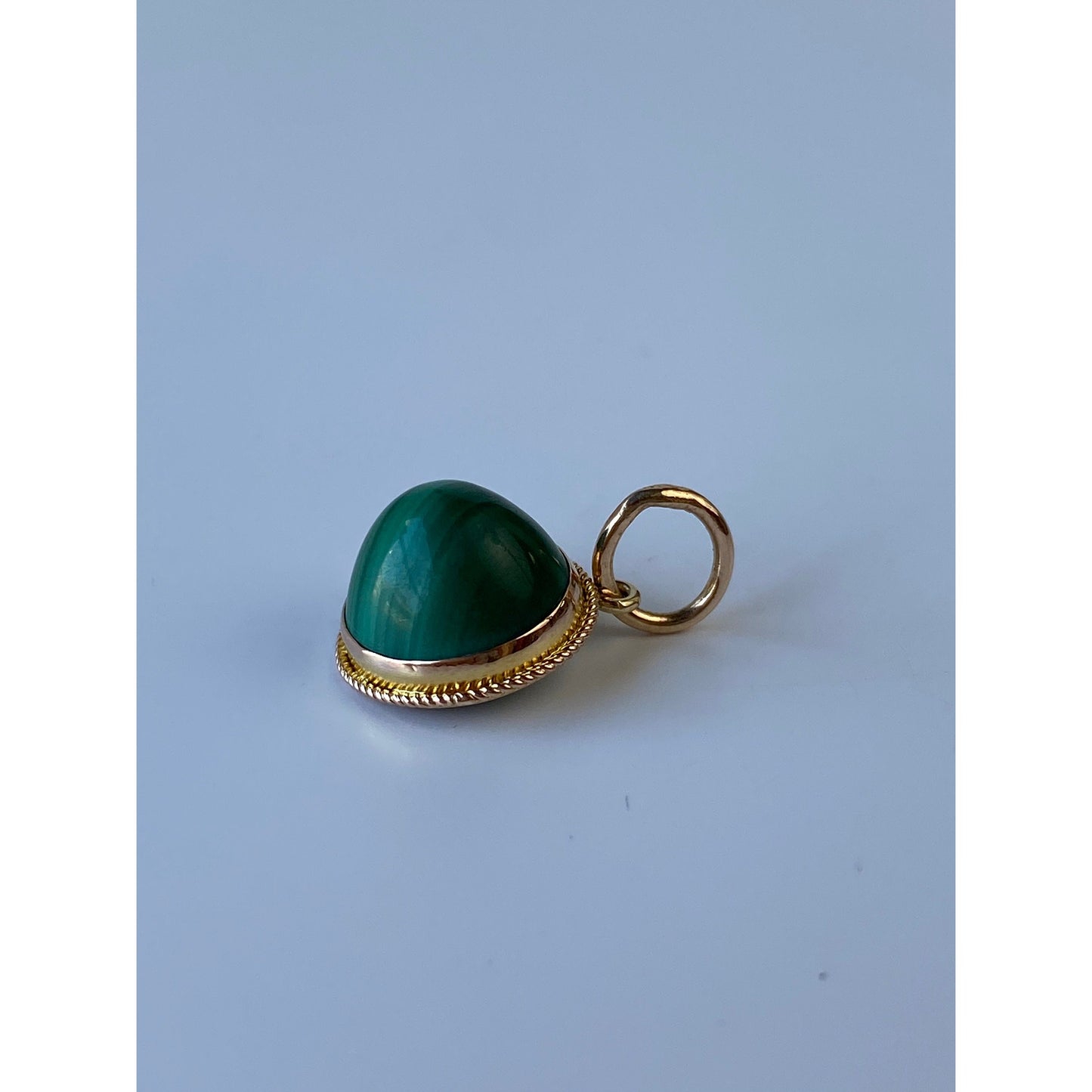 Vintage Solid 14k Yellow Gold Malachite Charm