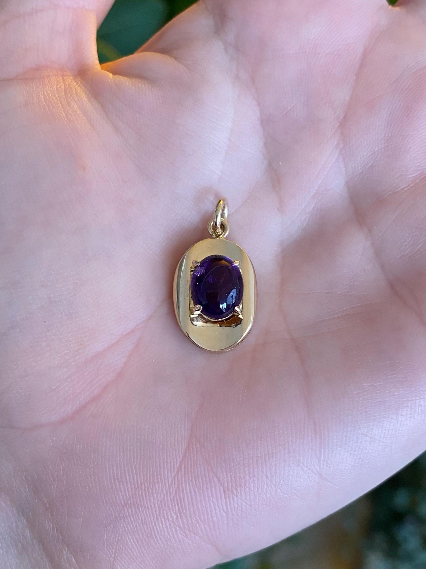 Vintage Solid 14k Yellow Gold Amethyst Cufflink Conversion Charm