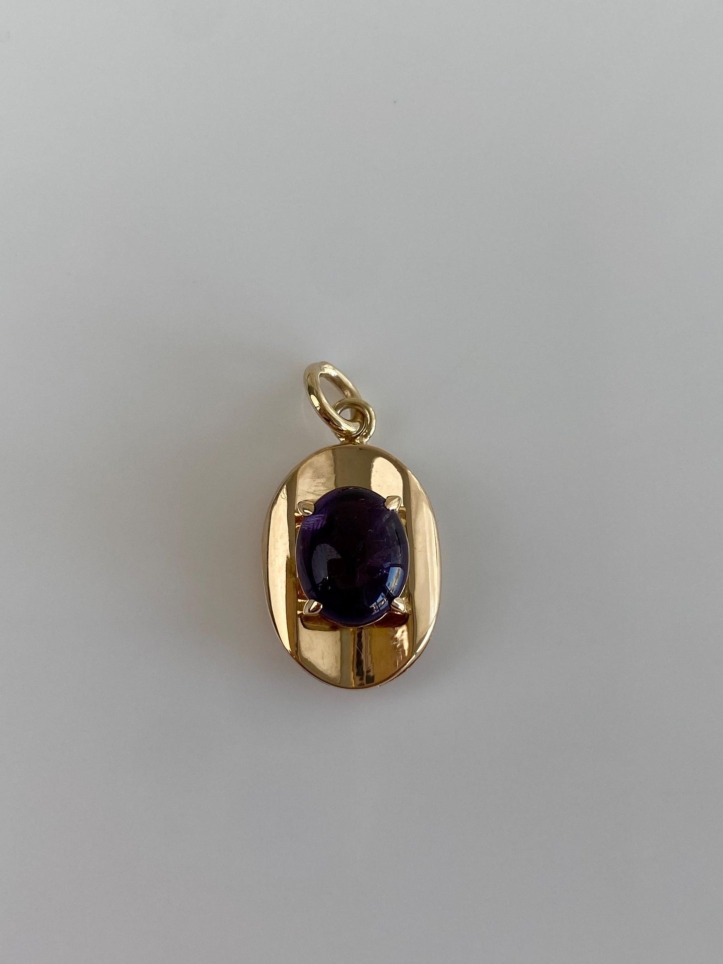 Vintage Solid 14k Yellow Gold Amethyst Cufflink Conversion Charm