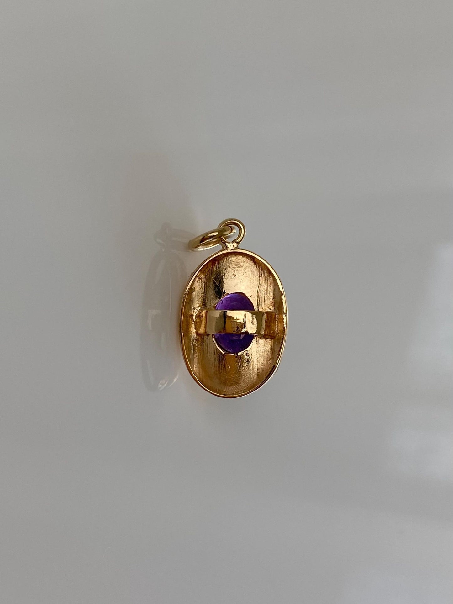 Vintage Solid 14k Yellow Gold Amethyst Cufflink Conversion Charm