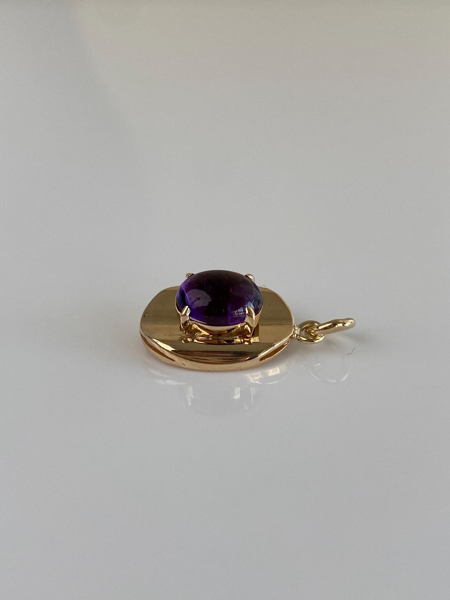 Vintage Solid 14k Yellow Gold Amethyst Cufflink Conversion Charm