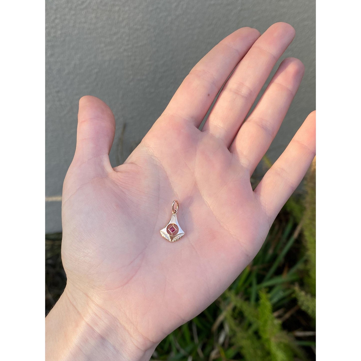 Vintage Solid 14k Rose Gold Pink Cubic Zirconia Stick Pin Conversion Charm