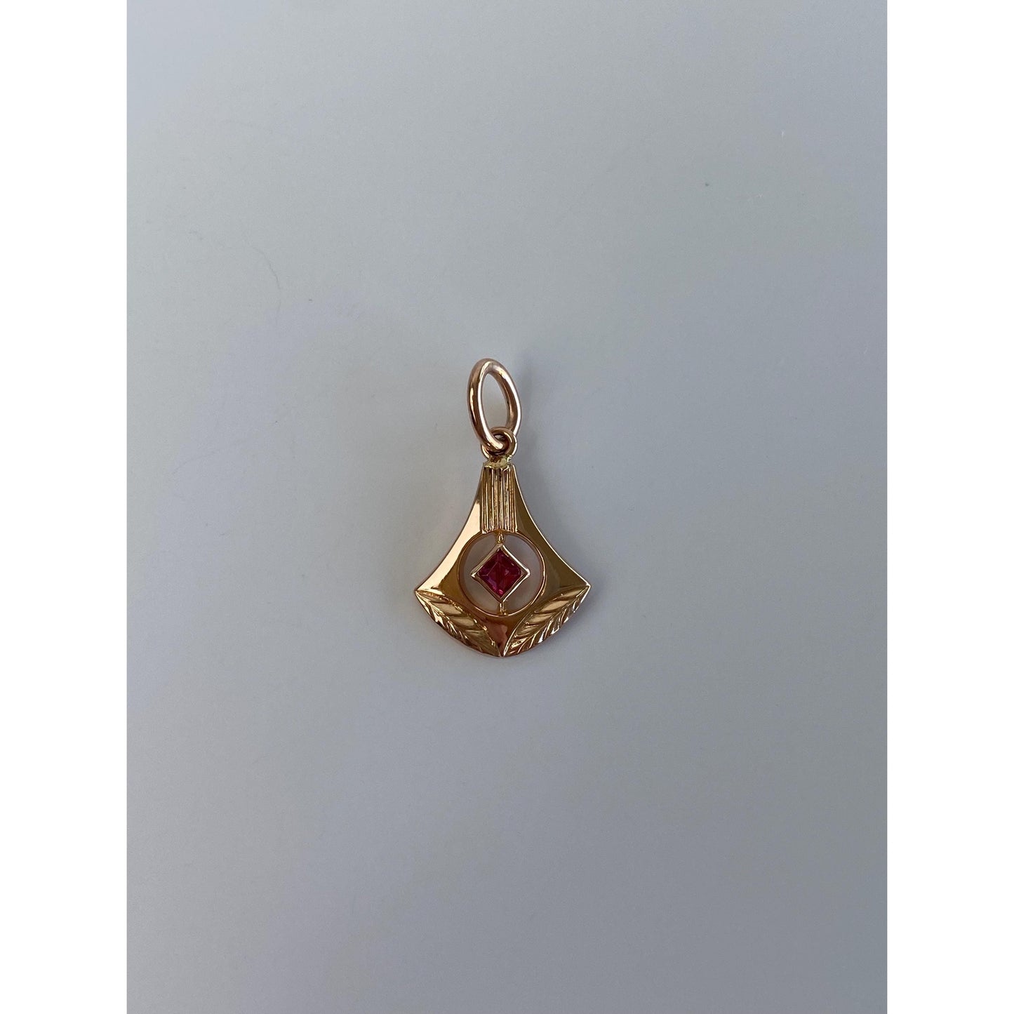 Vintage Solid 14k Rose Gold Pink Cubic Zirconia Stick Pin Conversion Charm