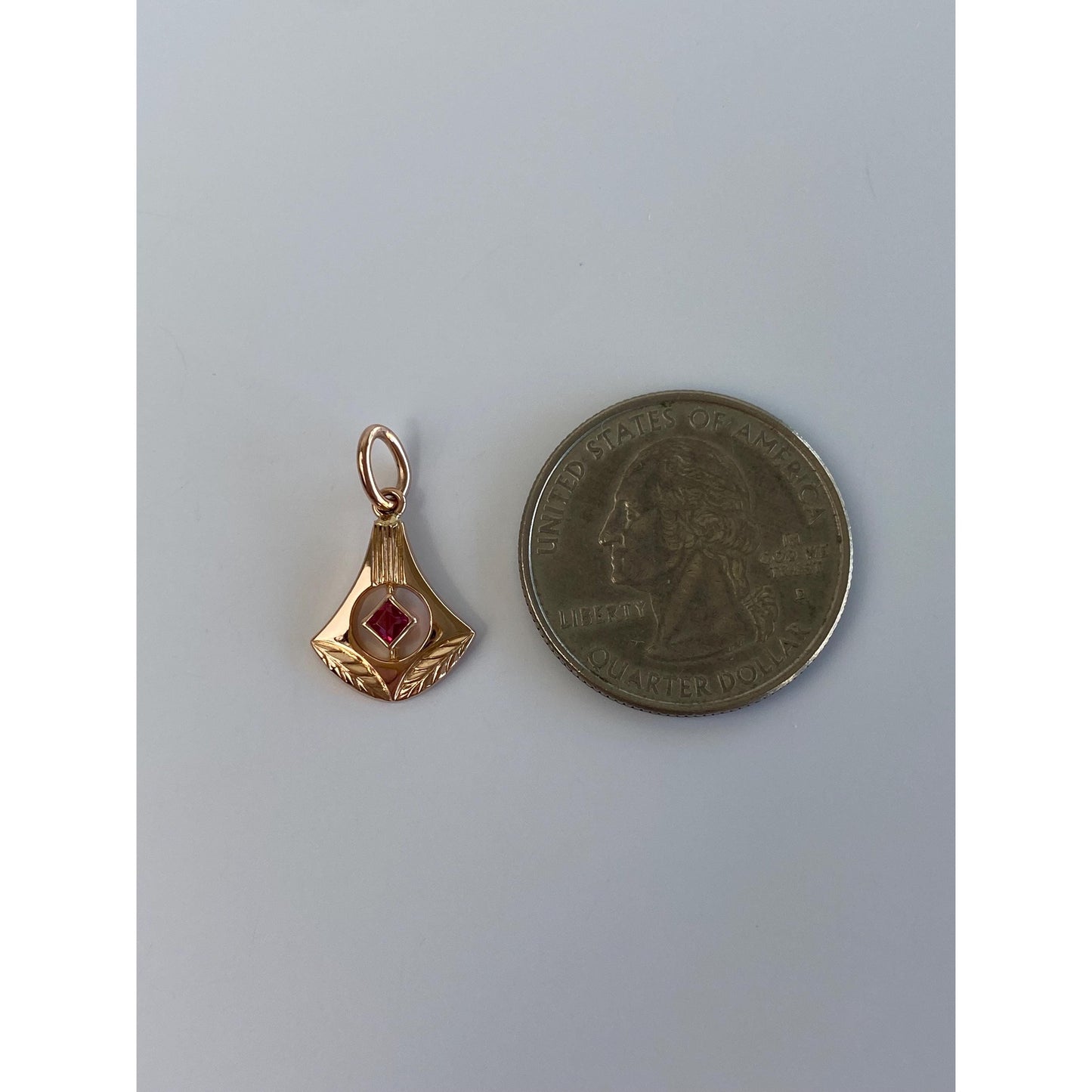 Vintage Solid 14k Rose Gold Pink Cubic Zirconia Stick Pin Conversion Charm