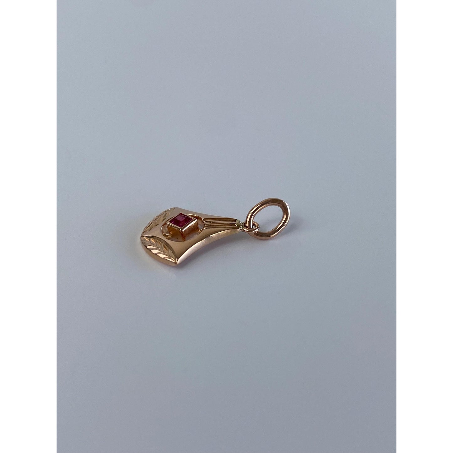 Vintage Solid 14k Rose Gold Pink Cubic Zirconia Stick Pin Conversion Charm