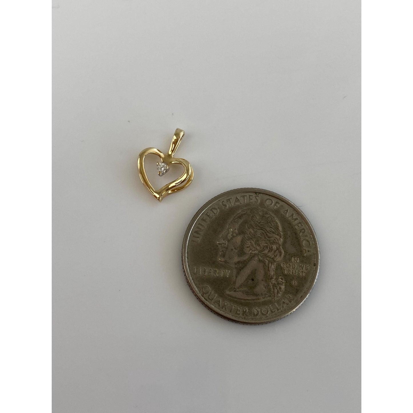 Solid 14k Yellow Gold Diamond Heart Charm
