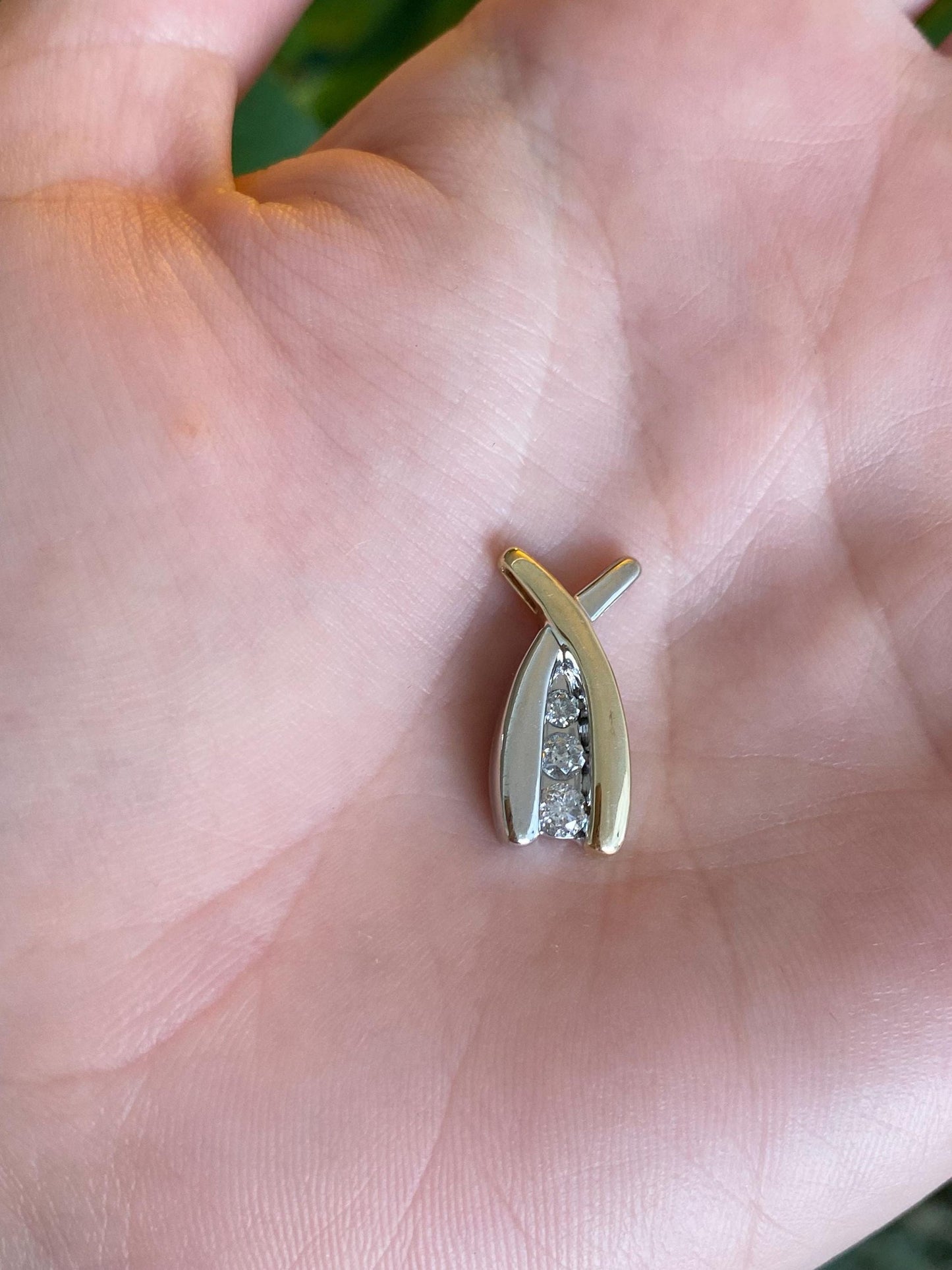 Vintage Solid 10k White & Yellow Gold Diamond Twist Charm