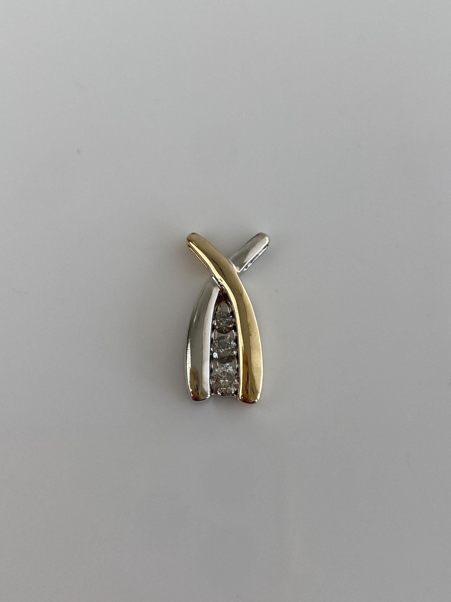 Vintage Solid 10k White & Yellow Gold Diamond Twist Charm