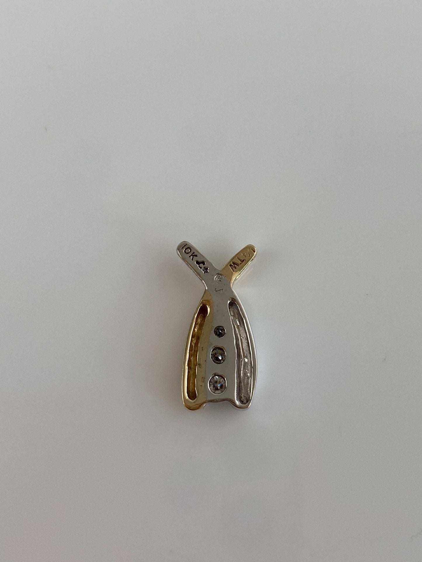 Vintage Solid 10k White & Yellow Gold Diamond Twist Charm