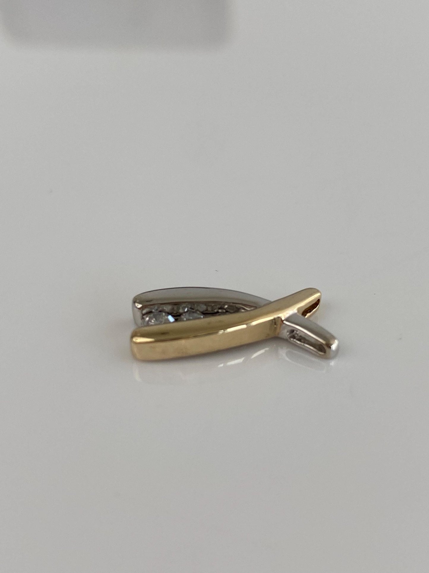 Vintage Solid 10k White & Yellow Gold Diamond Twist Charm