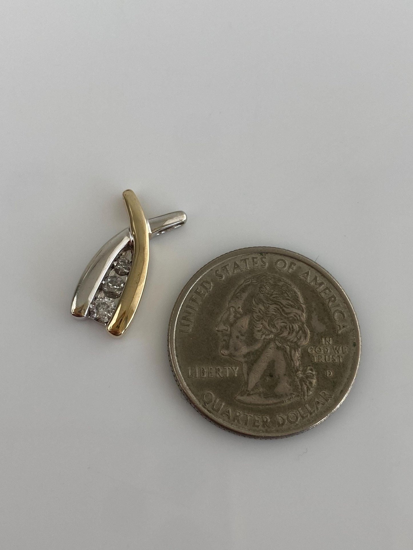 Vintage Solid 10k White & Yellow Gold Diamond Twist Charm