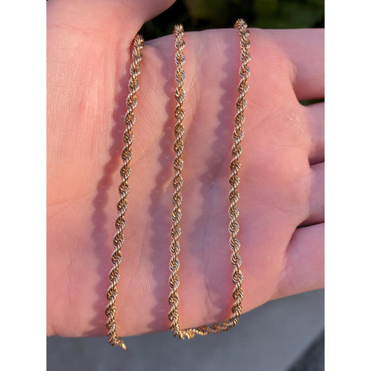 Vintage Solid 10k Yellow Gold Rope Chain Necklace - 20.25 inches