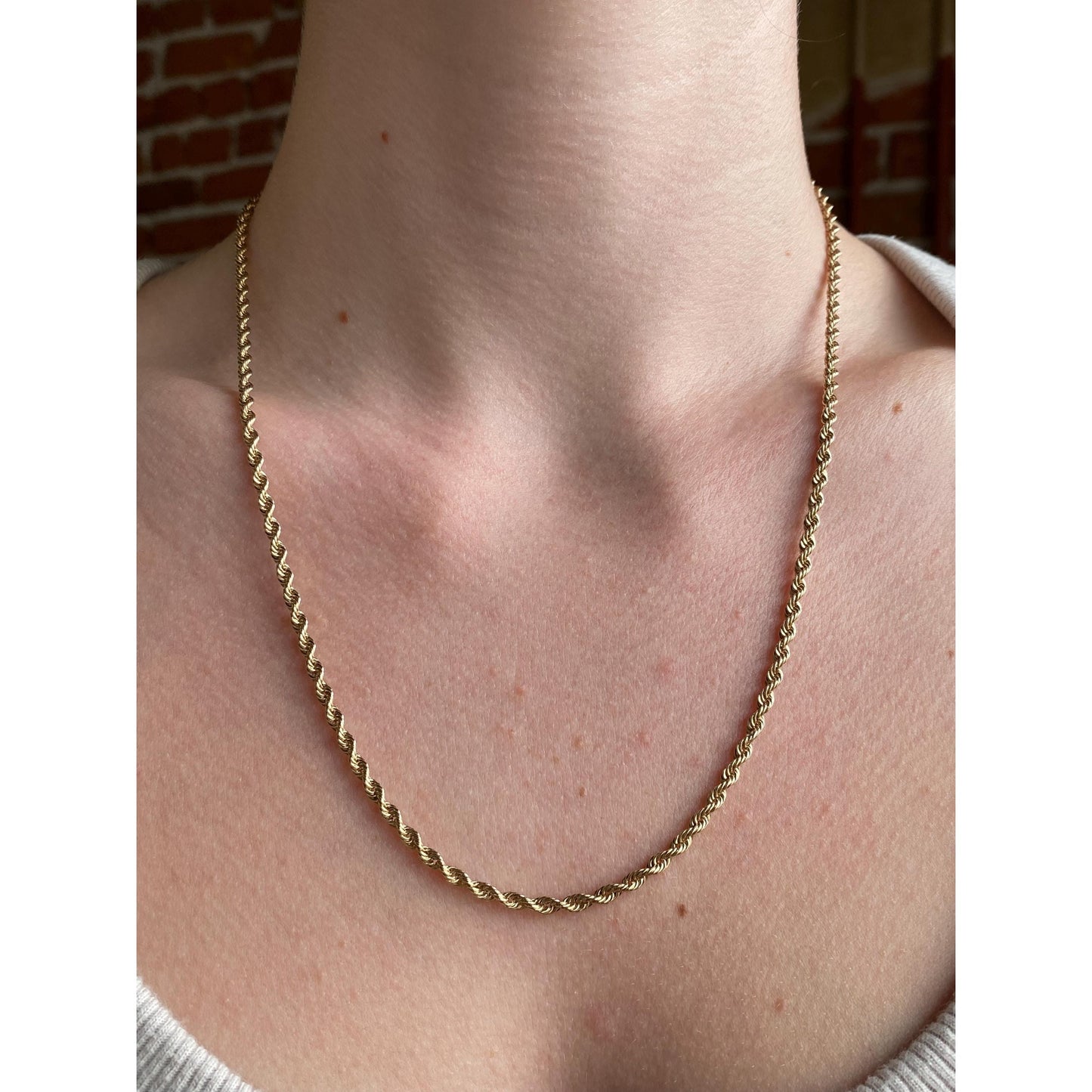 Vintage Solid 10k Yellow Gold Rope Chain Necklace - 20.25 inches