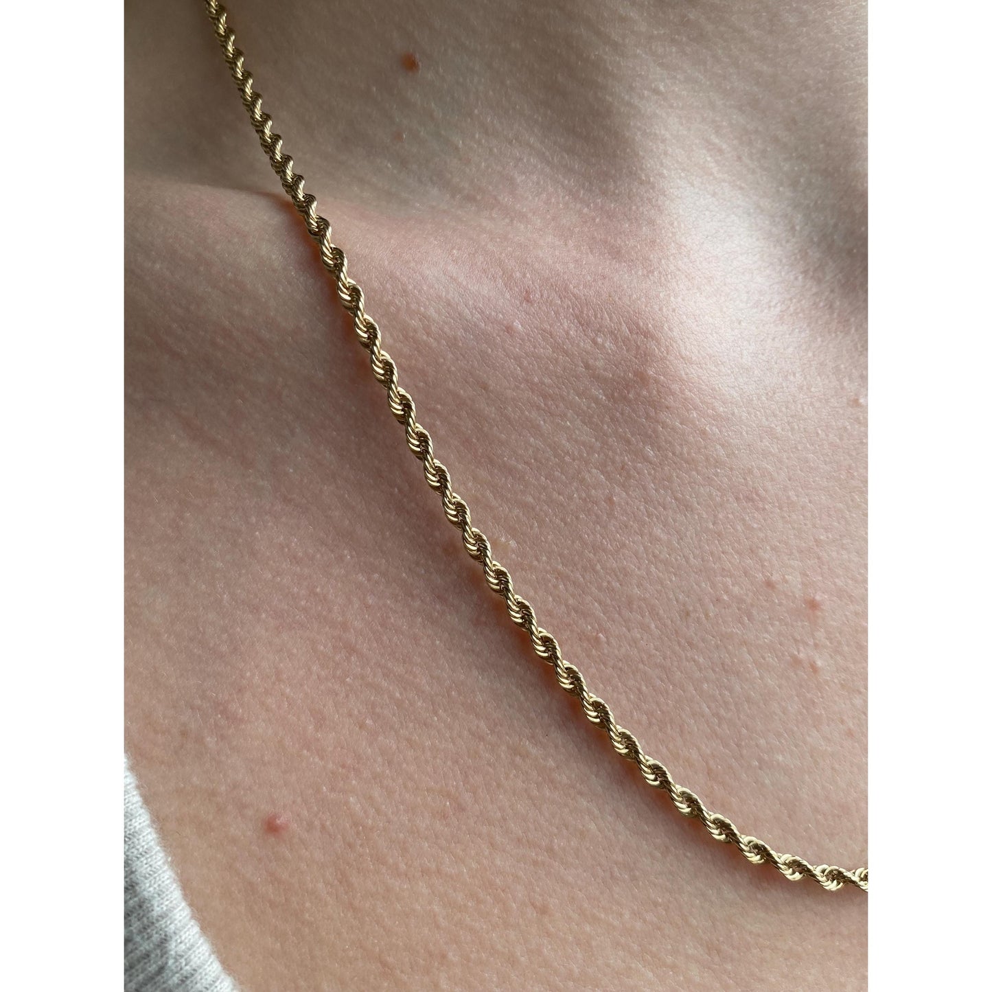 Vintage Solid 10k Yellow Gold Rope Chain Necklace - 20.25 inches