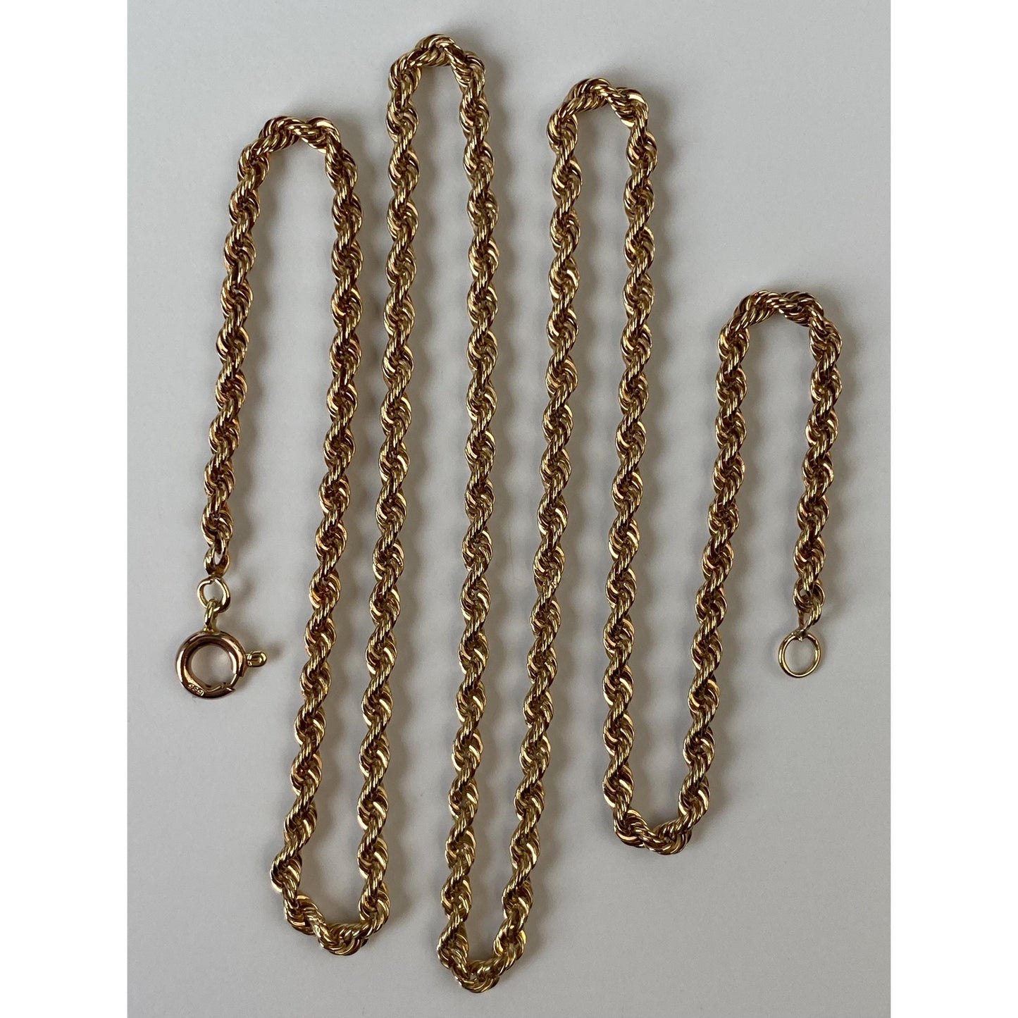 Vintage Solid 10k Yellow Gold Rope Chain Necklace - 20.25 inches