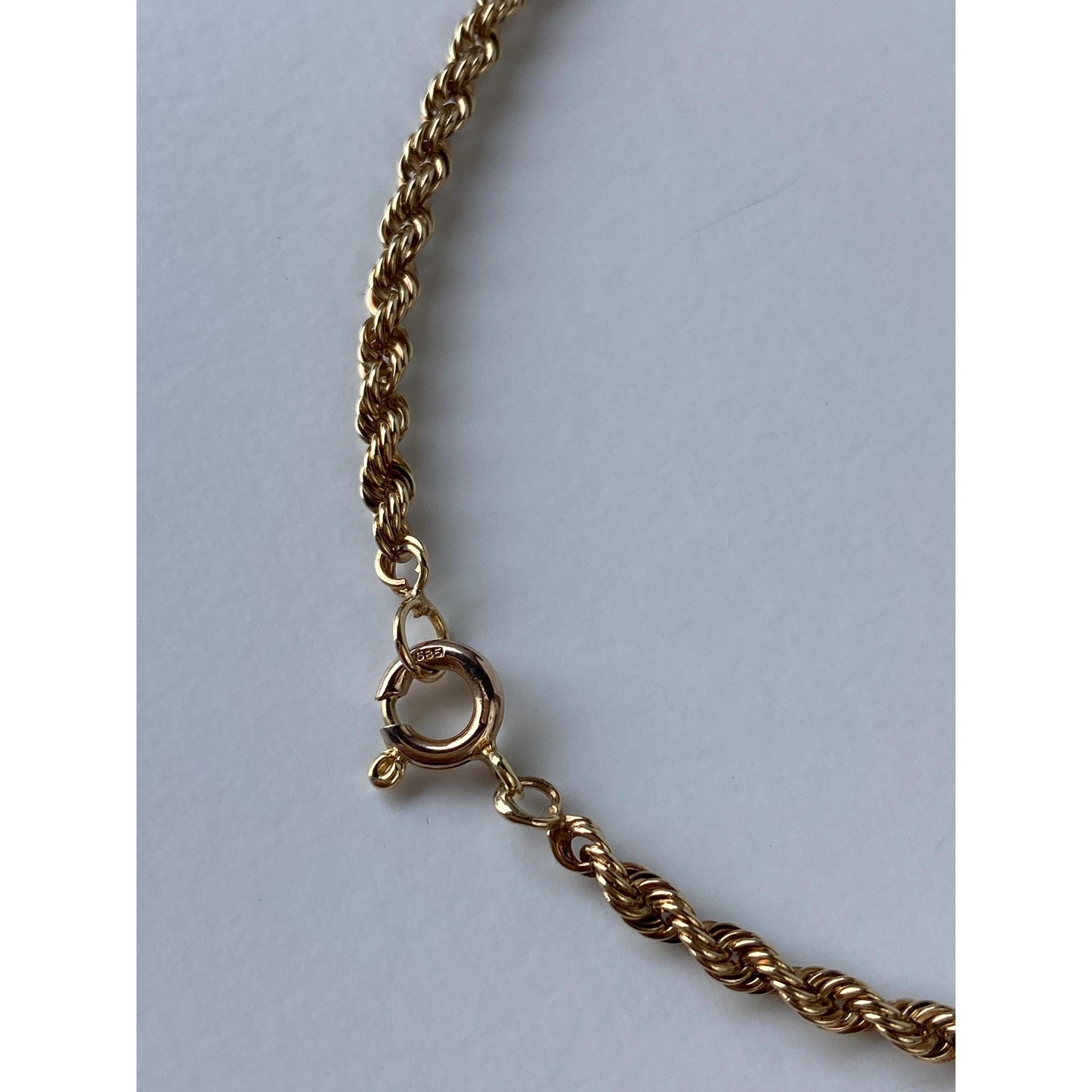 Vintage Solid 10k Yellow Gold Rope Chain Necklace - 20.25 inches