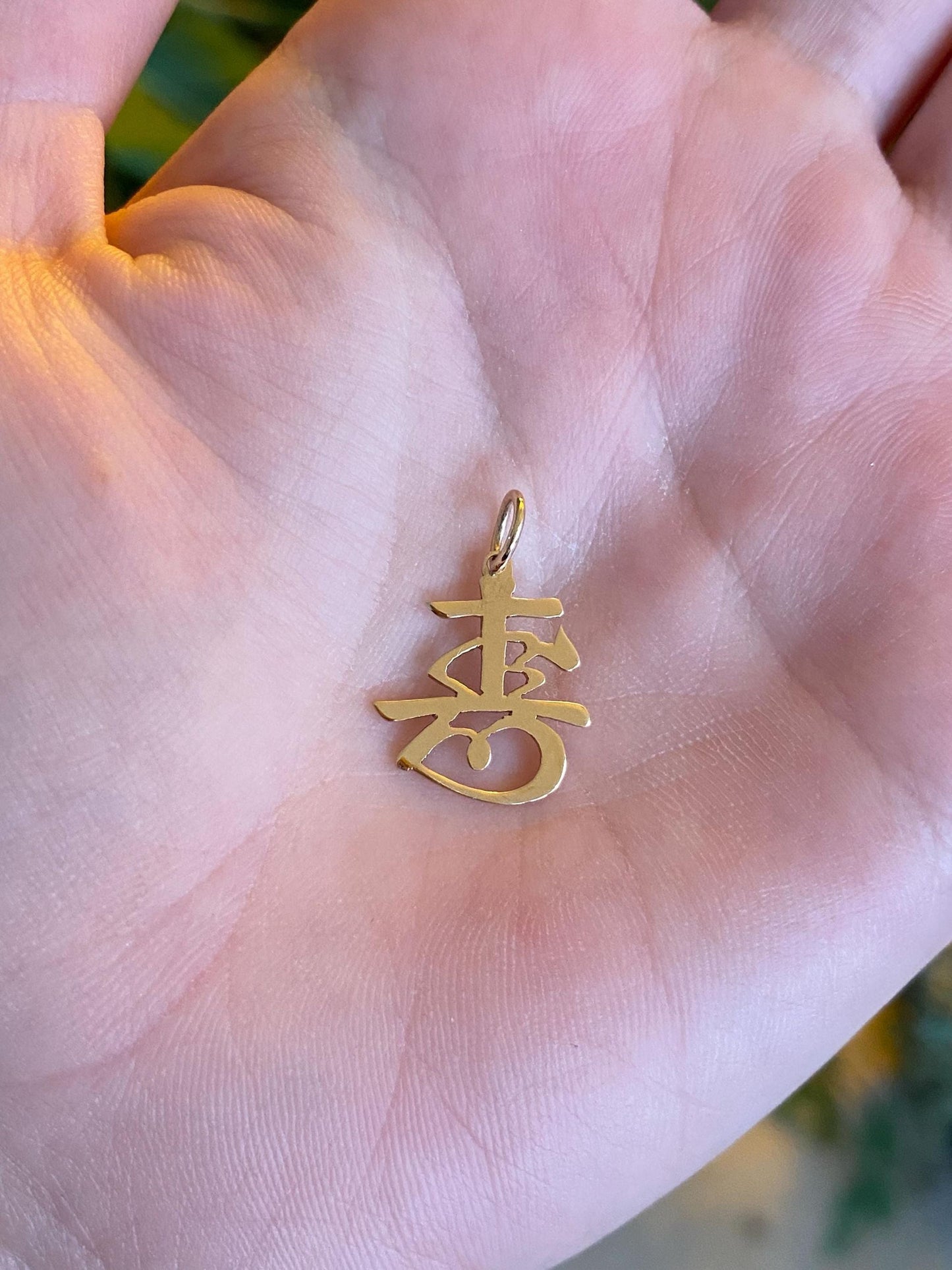 Vintage Solid 14k Yellow Gold Chinese Character Charm