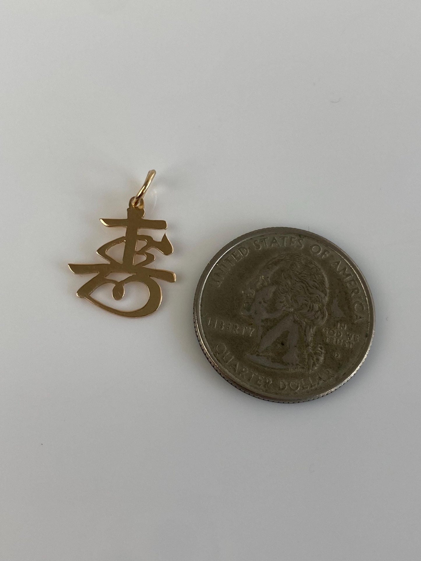 Vintage Solid 14k Yellow Gold Chinese Character Charm