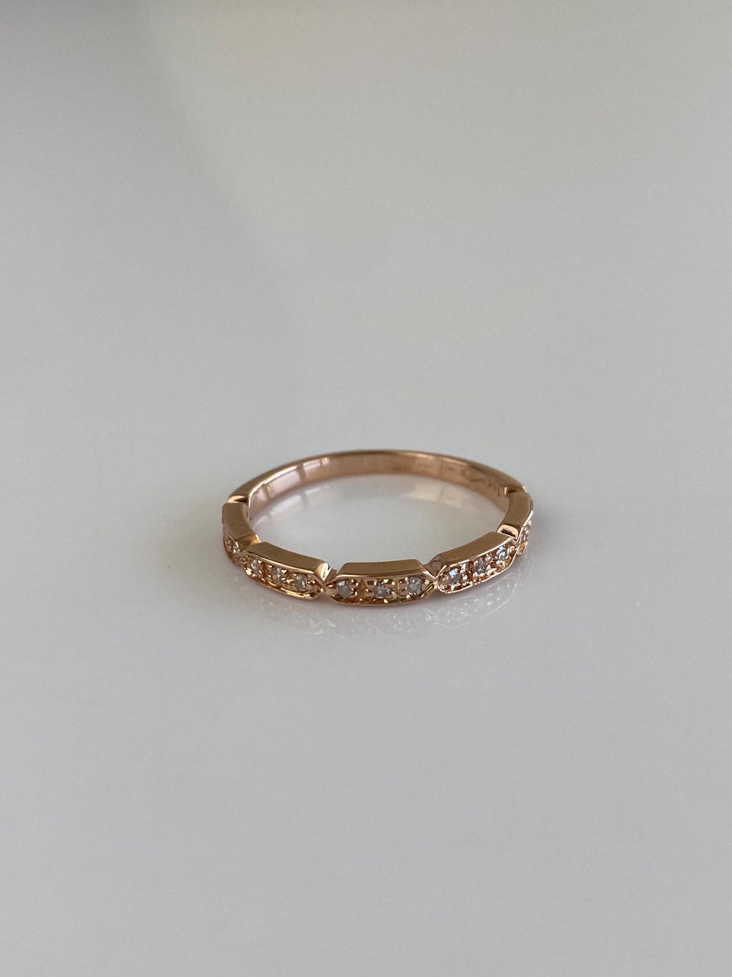 Vintage Solid 14k Rose Gold Diamonds Ring - Size 5.75