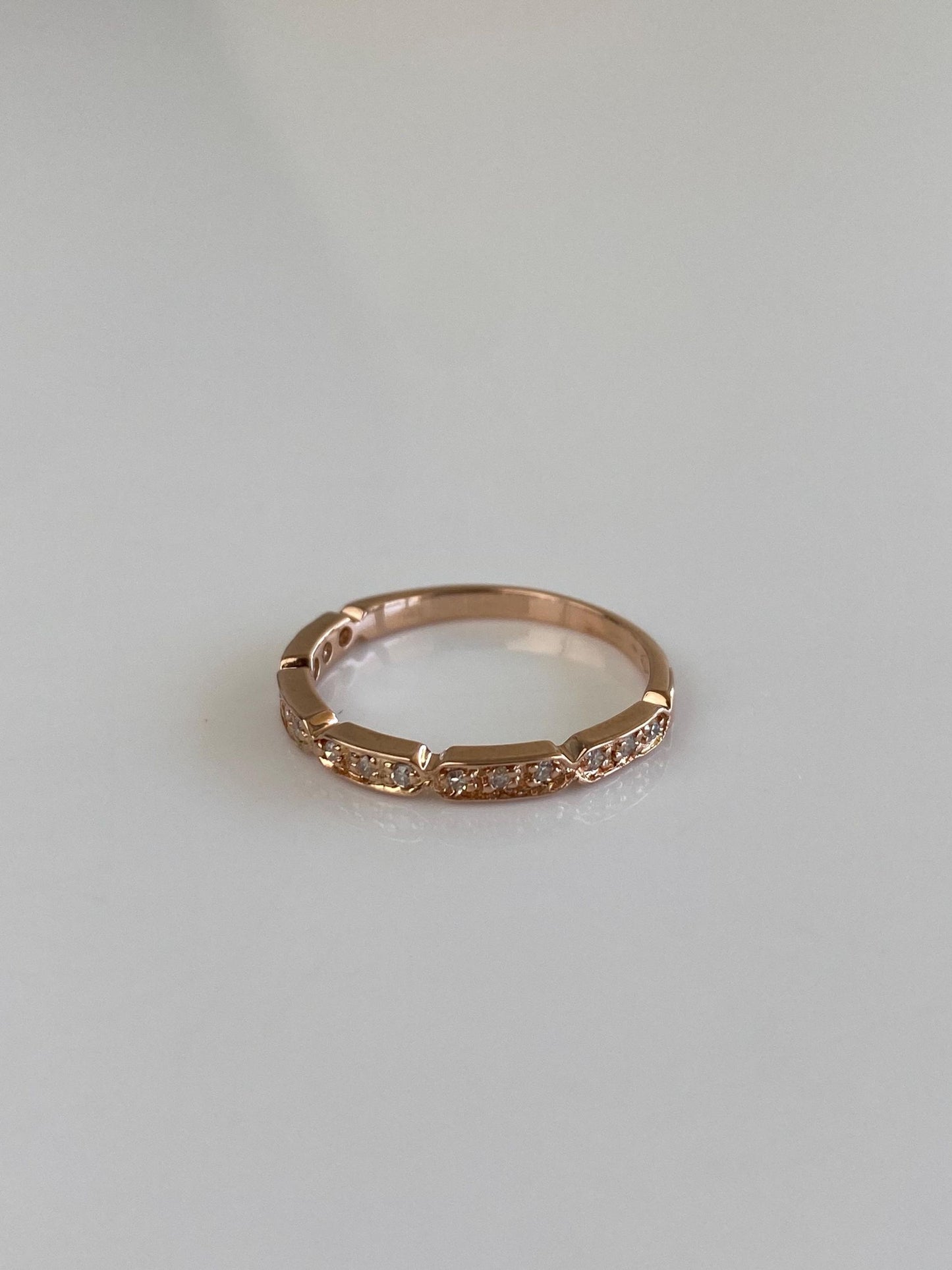 Vintage Solid 14k Rose Gold Diamonds Ring - Size 5.75