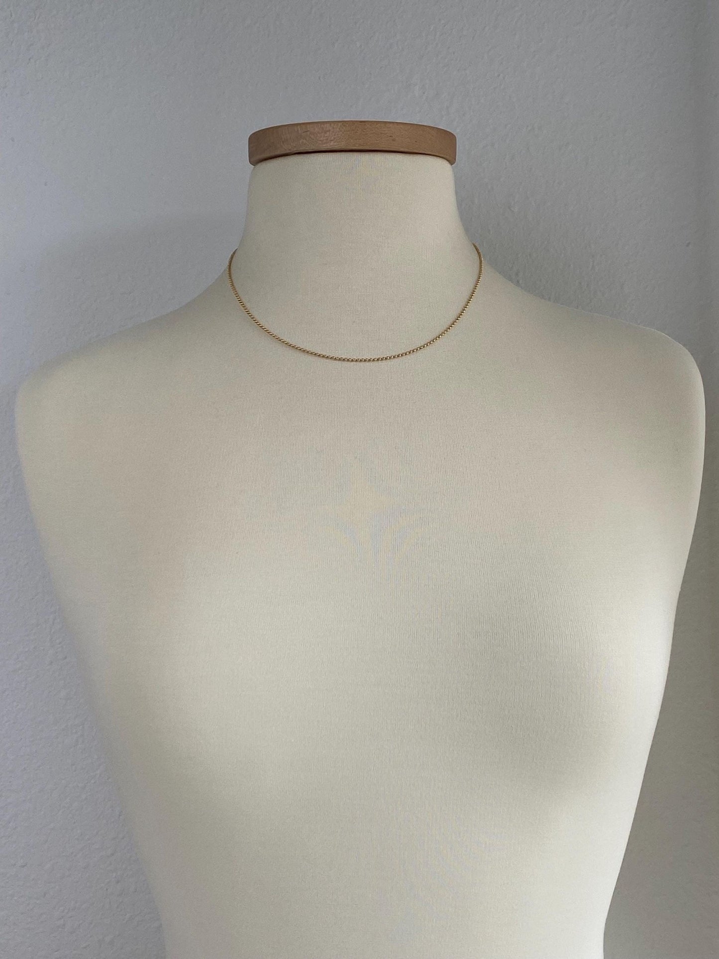 Vintage Solid 18k Yellow Gold Ball Chain Necklace - 16 to 18 inches