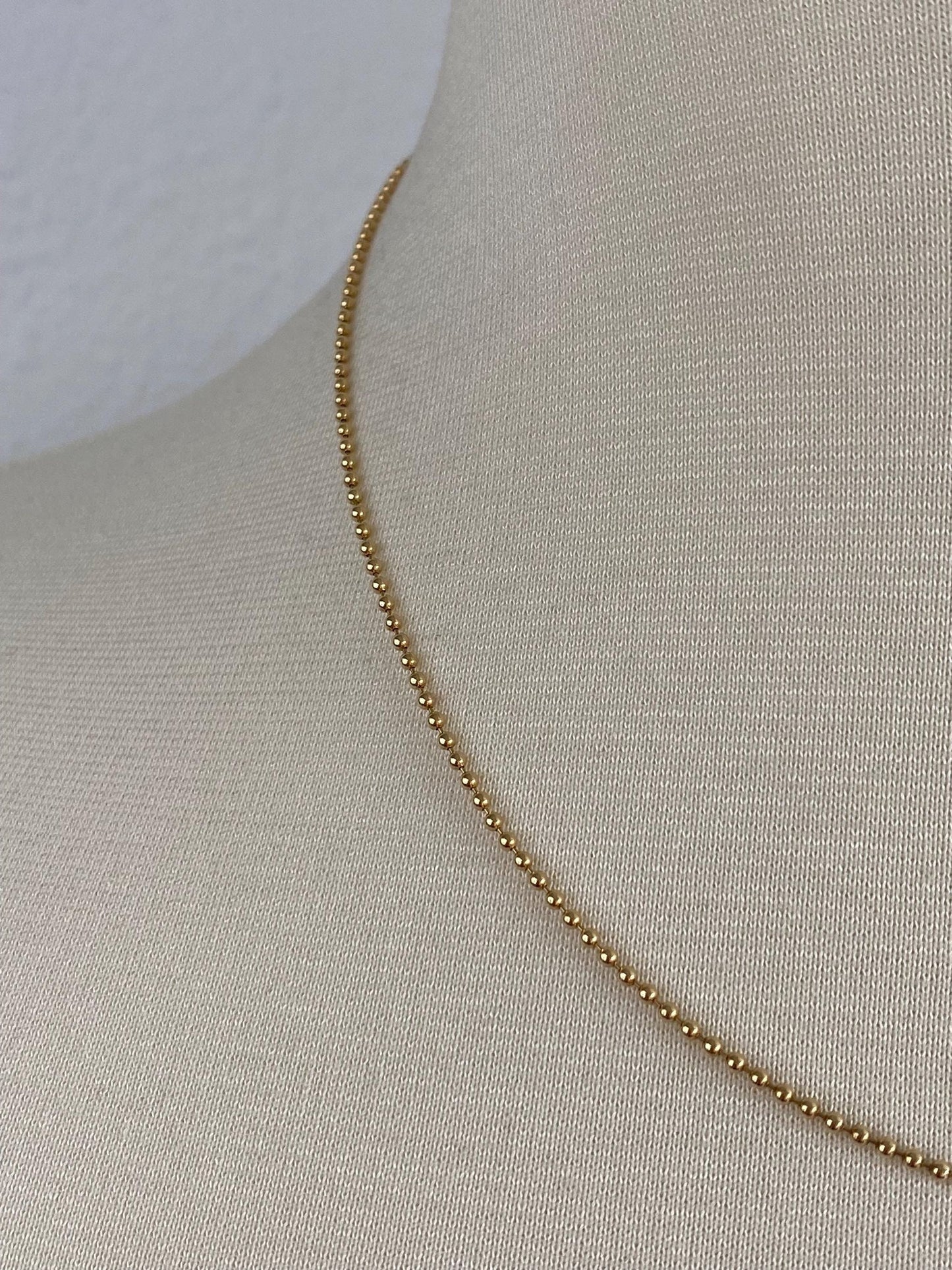 Vintage Solid 18k Yellow Gold Ball Chain Necklace - 16 to 18 inches