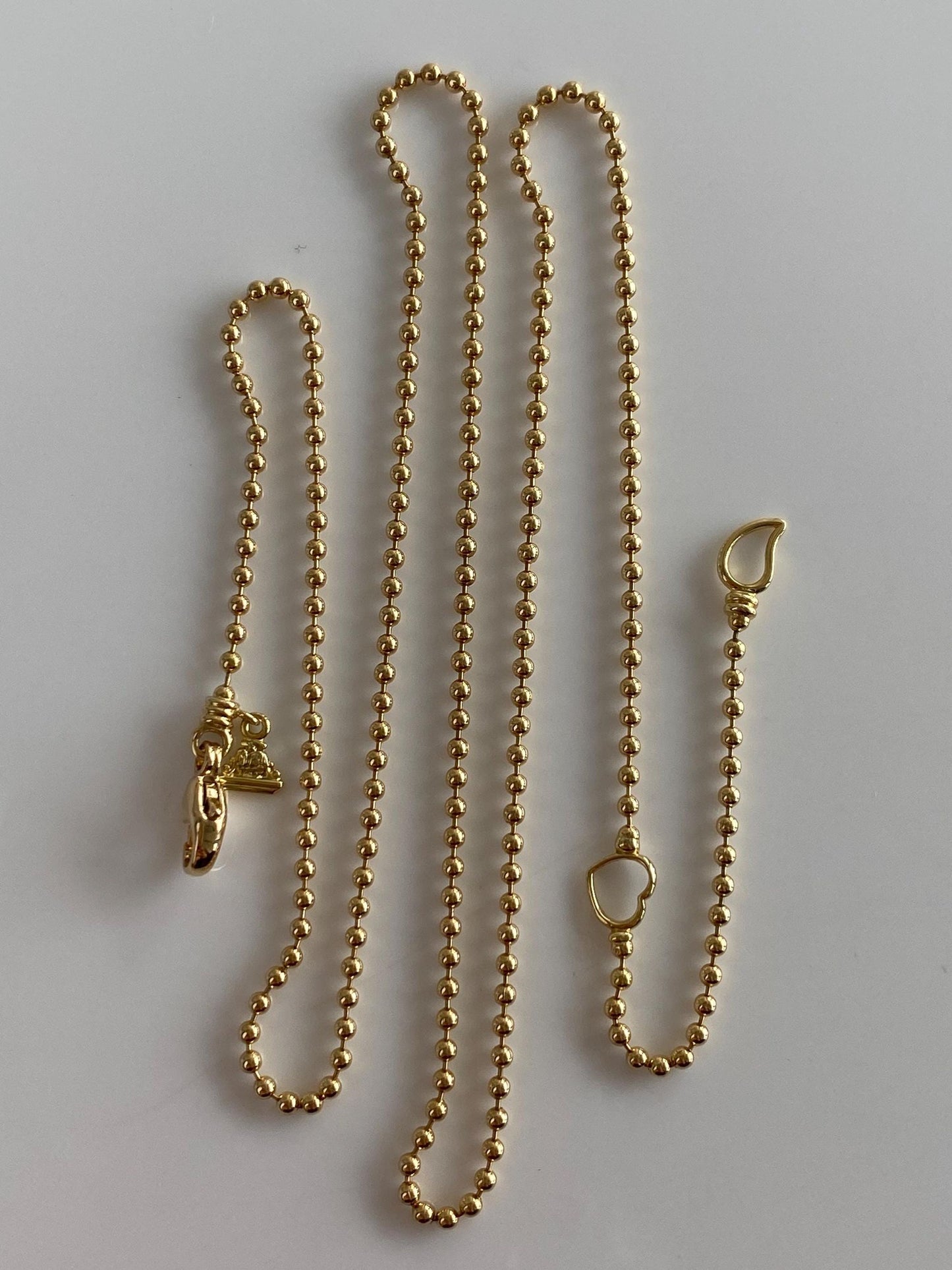 Vintage Solid 18k Yellow Gold Ball Chain Necklace - 16 to 18 inches