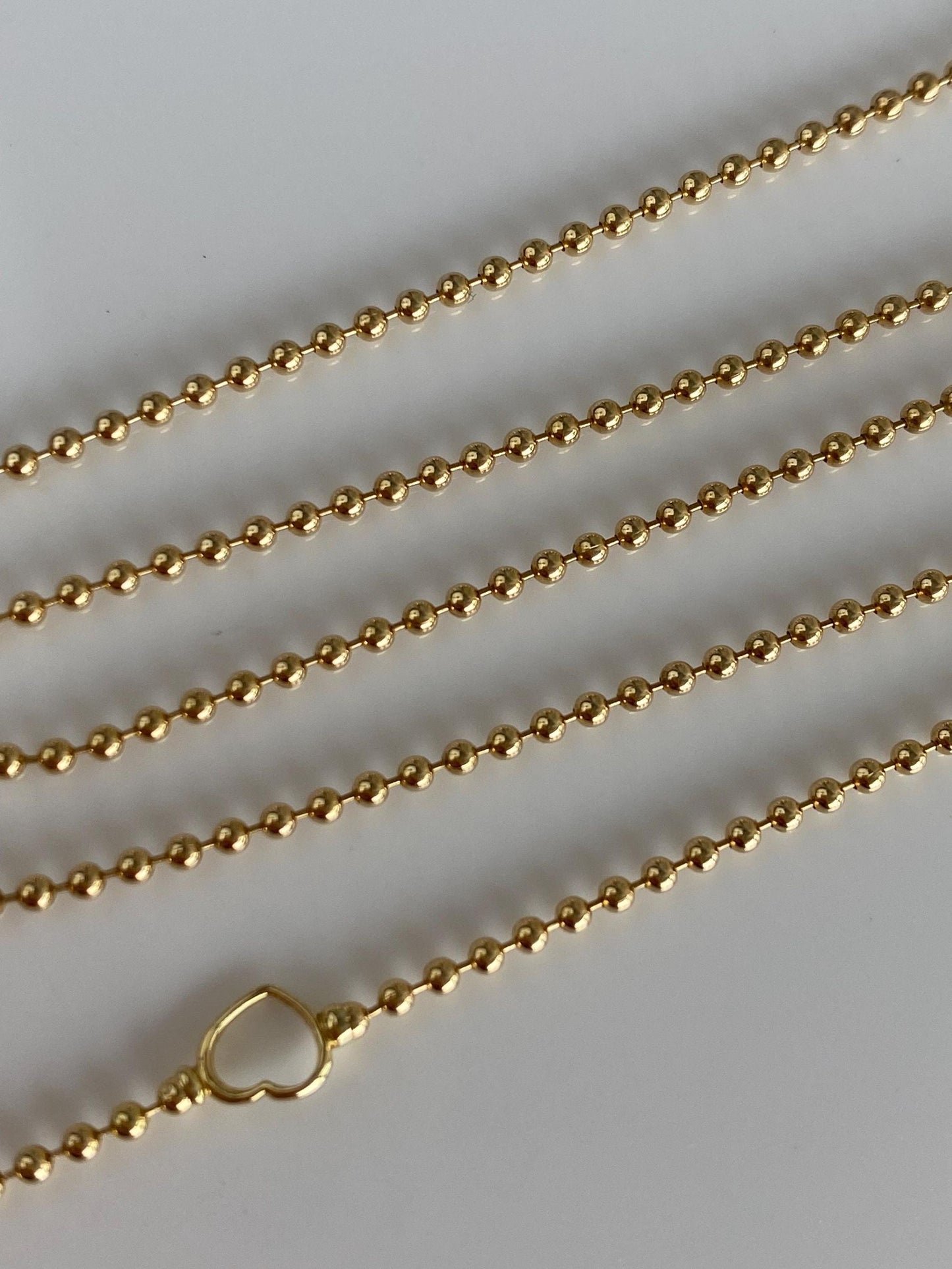 Vintage Solid 18k Yellow Gold Ball Chain Necklace - 16 to 18 inches