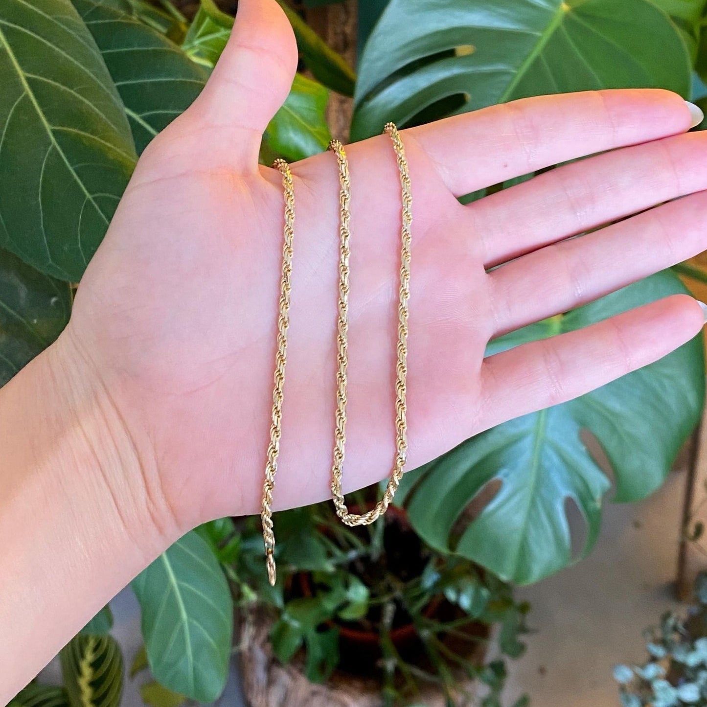 Vintage Solid 10k Yellow Gold Diamond Cut Rope Chain Necklace - 18.75 inches