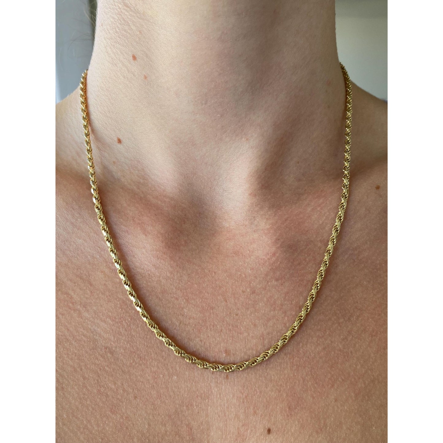 Vintage Solid 10k Yellow Gold Diamond Cut Rope Chain Necklace - 18.75 inches