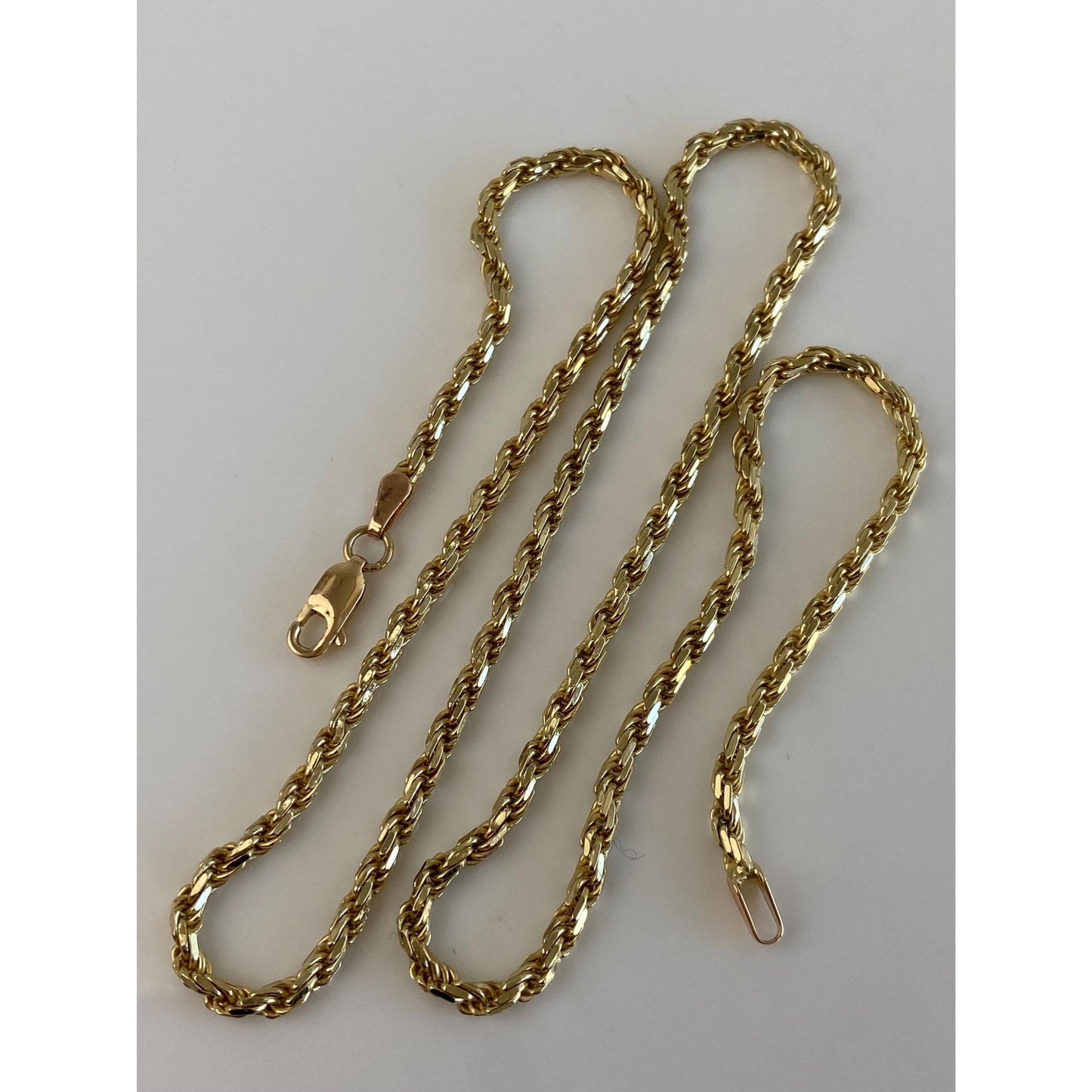 Vintage Solid 10k Yellow Gold Diamond Cut Rope Chain Necklace - 18.75 inches