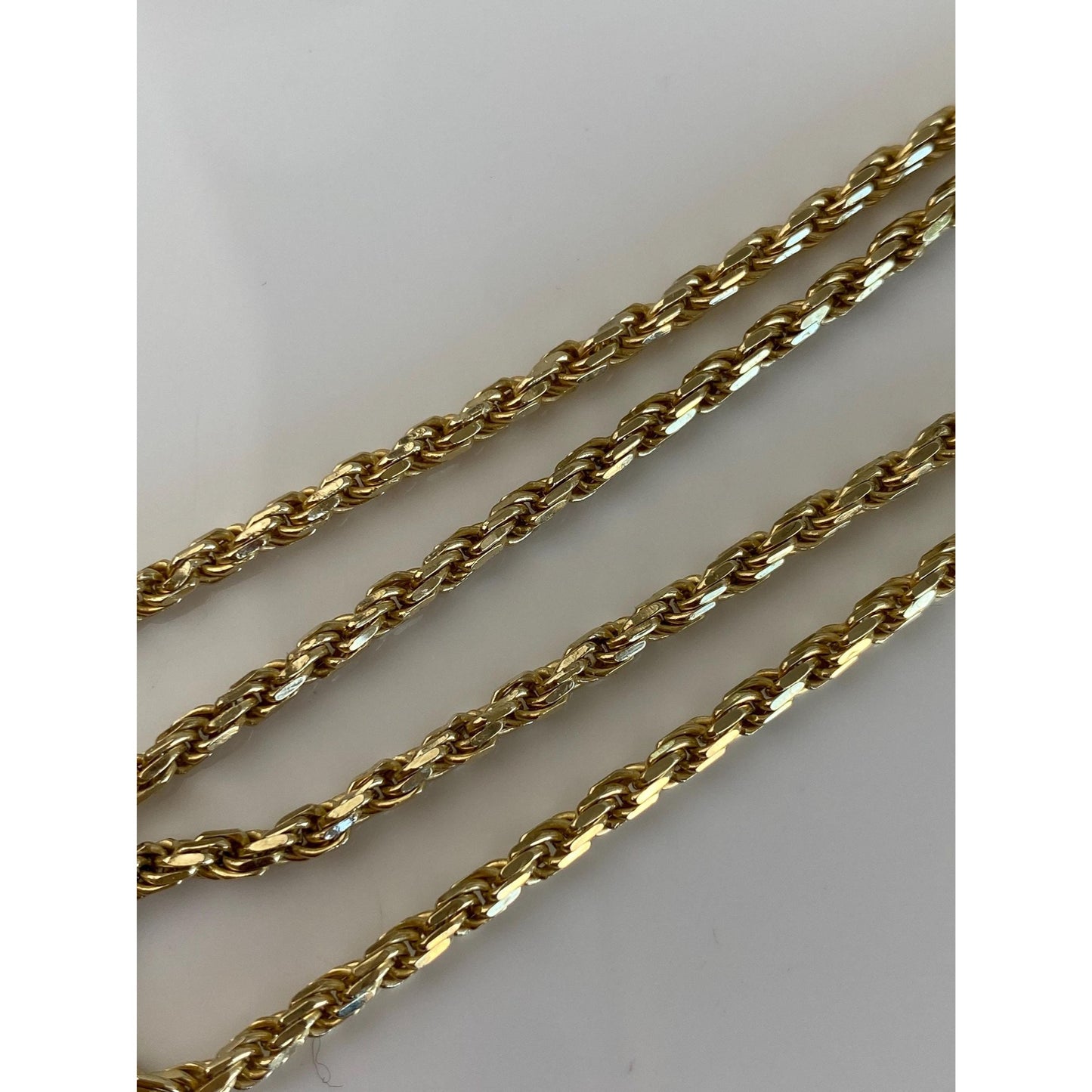 Vintage Solid 10k Yellow Gold Diamond Cut Rope Chain Necklace - 18.75 inches