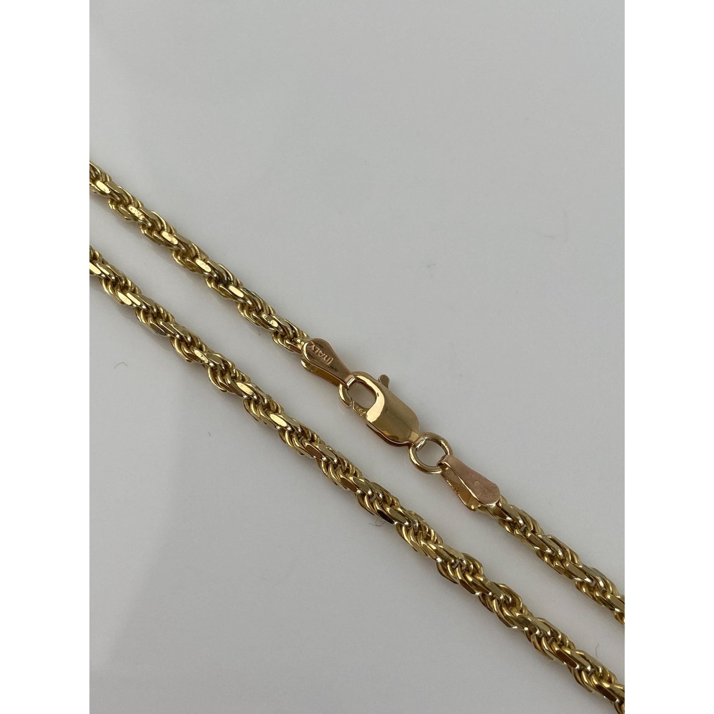 Vintage Solid 10k Yellow Gold Diamond Cut Rope Chain Necklace - 18.75 inches