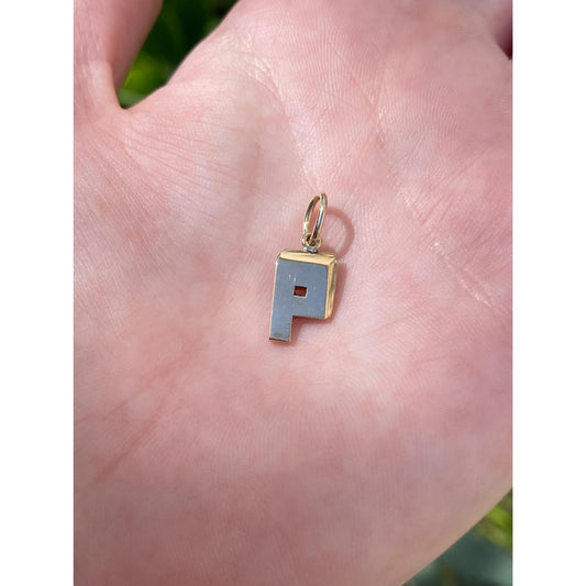 Vintage Solid 14k Yellow Gold Initial 'P' Charm
