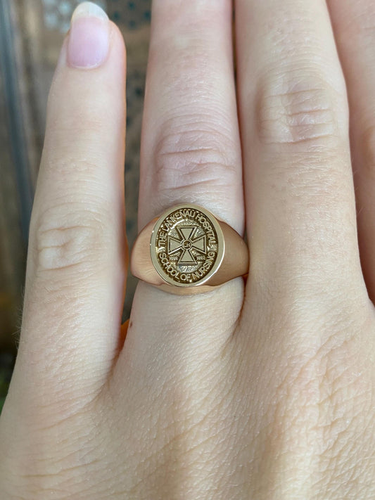 Vintage Solid 14k Yellow Gold The Lankenau Hospital School of Nursing Signet Ring - Size 5